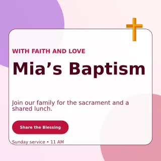 Glass Baptism Invitation Square Post — editable white family announcement template, instagram post