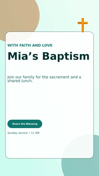 Glass Baptism Invitation Story — editable white family announcement template, story / reel