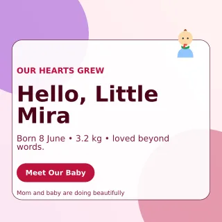 Glass Birth Announcement Square Post — editable white family announcement template, instagram post