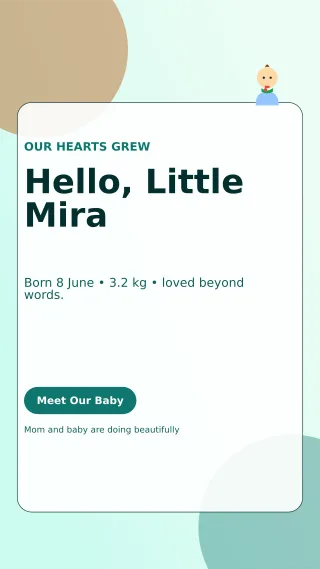 Glass Birth Announcement Story — editable white family announcement template, story / reel
