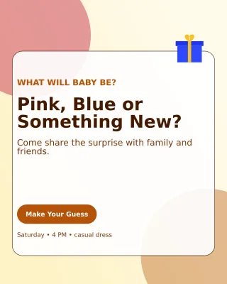 Glass Gender Reveal Portrait Post — editable white family announcement template, instagram portrait