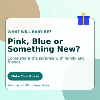 Glass Gender Reveal Square Post — editable white family announcement template, instagram post