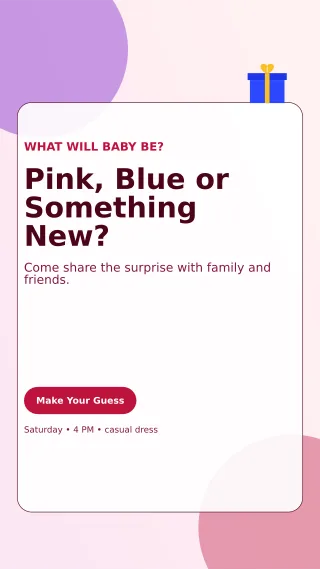 Glass Gender Reveal Story — editable white family announcement template, story / reel