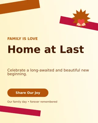 Kinetic Adoption Welcome Portrait Post — editable white family announcement template, instagram portrait