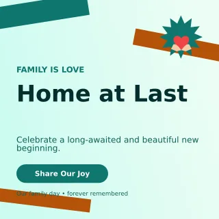 Kinetic Adoption Welcome Square Post — editable white family announcement template, instagram post