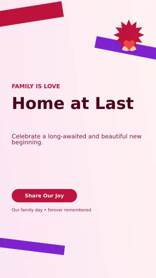 Kinetic Adoption Welcome Story — editable white family announcement template, story / reel