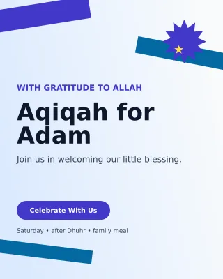 Kinetic Aqiqah Invitation Portrait Post — editable white family announcement template, instagram portrait