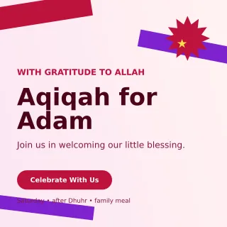 Kinetic Aqiqah Invitation Square Post — editable white family announcement template, instagram post