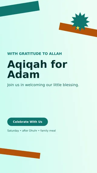Kinetic Aqiqah Invitation Story — editable white family announcement template, story / reel