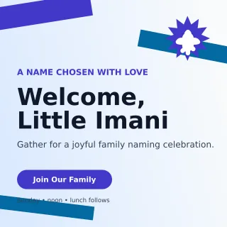 Kinetic Baby Naming Day Square Post — editable white family announcement template, instagram post