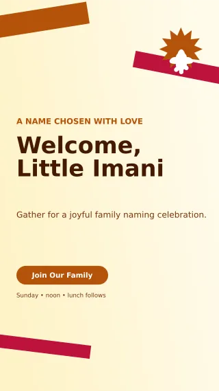 Kinetic Baby Naming Day Story — editable white family announcement template, story / reel