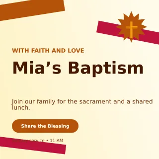 Kinetic Baptism Invitation Square Post — editable white family announcement template, instagram post