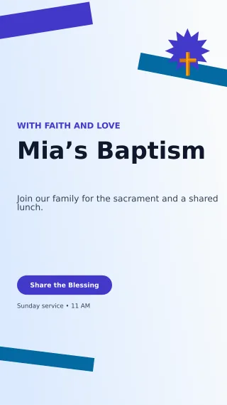 Kinetic Baptism Invitation Story — editable white family announcement template, story / reel