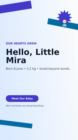 Kinetic Birth Announcement Story — editable white family announcement template, story / reel