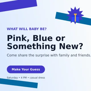Kinetic Gender Reveal Square Post — editable white family announcement template, instagram post