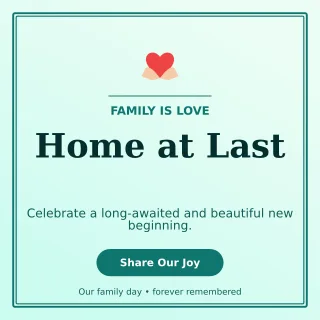 Luxe Adoption Welcome Square Post — editable white family announcement template, instagram post