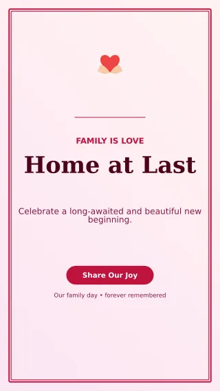 Luxe Adoption Welcome Story — editable white family announcement template, story / reel