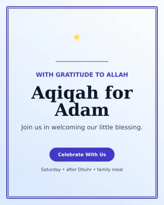 Luxe Aqiqah Invitation Portrait Post — editable white family announcement template, instagram portrait