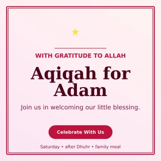 Luxe Aqiqah Invitation Square Post — editable white family announcement template, instagram post