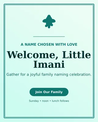 Luxe Baby Naming Day Portrait Post — editable white family announcement template, instagram portrait
