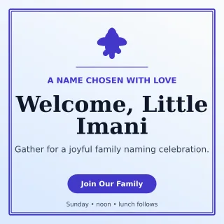 Luxe Baby Naming Day Square Post — editable white family announcement template, instagram post
