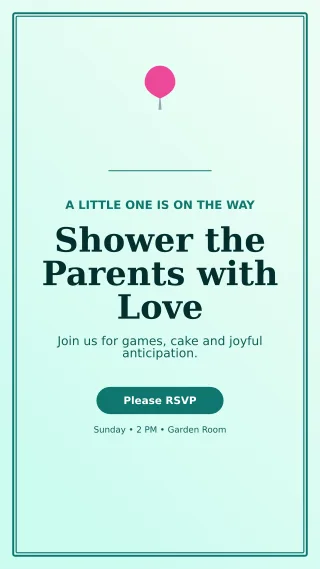 Luxe Baby Shower Story — editable white family announcement template, story / reel