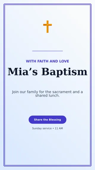 Luxe Baptism Invitation Story — editable white family announcement template, story / reel