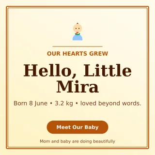 Luxe Birth Announcement Square Post — editable white family announcement template, instagram post