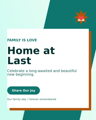 Neo Adoption Welcome Portrait Post — editable white family announcement template, instagram portrait