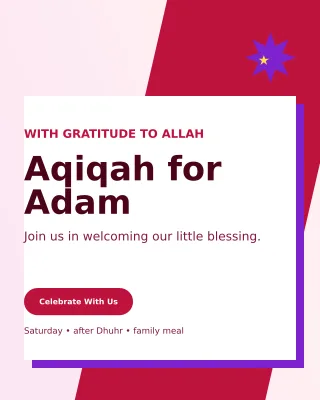Neo Aqiqah Invitation Portrait Post — editable white family announcement template, instagram portrait