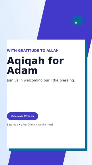 Neo Aqiqah Invitation Story — editable white family announcement template, story / reel