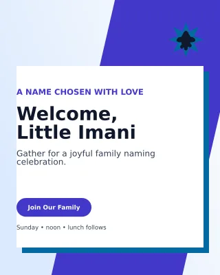 Neo Baby Naming Day Portrait Post — editable white family announcement template, instagram portrait