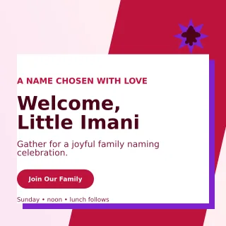Neo Baby Naming Day Square Post — editable white family announcement template, instagram post