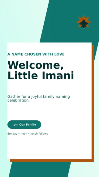 Neo Baby Naming Day Story — editable white family announcement template, story / reel