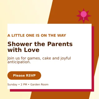 Neo Baby Shower Square Post — editable white family announcement template, instagram post