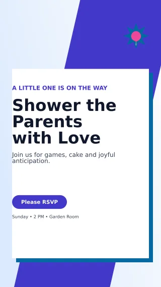Neo Baby Shower Story — editable white family announcement template, story / reel