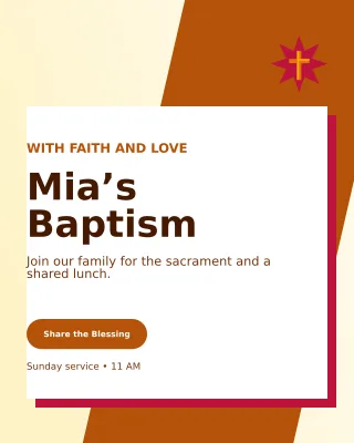 Neo Baptism Invitation Portrait Post — editable white family announcement template, instagram portrait