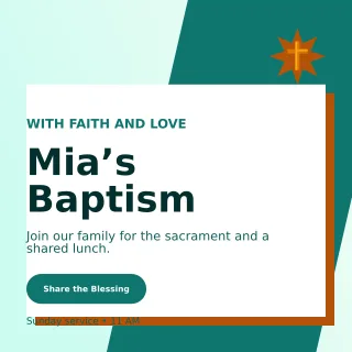 Neo Baptism Invitation Square Post — editable white family announcement template, instagram post