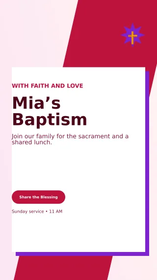 Neo Baptism Invitation Story — editable white family announcement template, story / reel