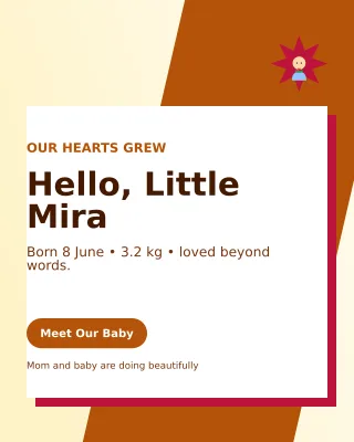 Neo Birth Announcement Portrait Post — editable white family announcement template, instagram portrait