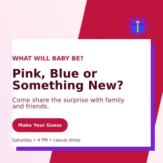 Neo Gender Reveal Square Post — editable white family announcement template, instagram post