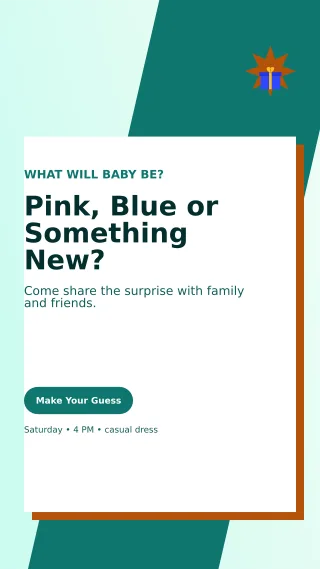 Neo Gender Reveal Story — editable white family announcement template, story / reel