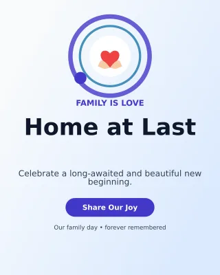 Orbit Adoption Welcome Portrait Post — editable white family announcement template, instagram portrait
