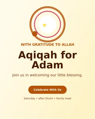 Orbit Aqiqah Invitation Portrait Post — editable white family announcement template, instagram portrait