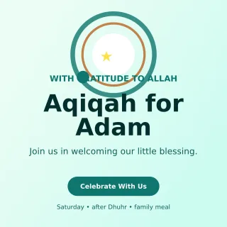 Orbit Aqiqah Invitation Square Post — editable white family announcement template, instagram post