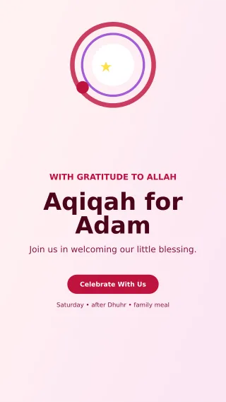 Orbit Aqiqah Invitation Story — editable white family announcement template, story / reel
