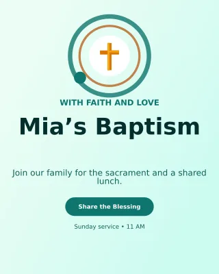 Orbit Baptism Invitation Portrait Post — editable white family announcement template, instagram portrait