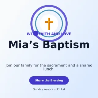 Orbit Baptism Invitation Square Post — editable white family announcement template, instagram post