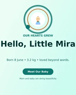 Orbit Birth Announcement Portrait Post — editable white family announcement template, instagram portrait