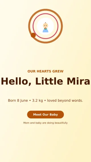 Orbit Birth Announcement Story — editable white family announcement template, story / reel
